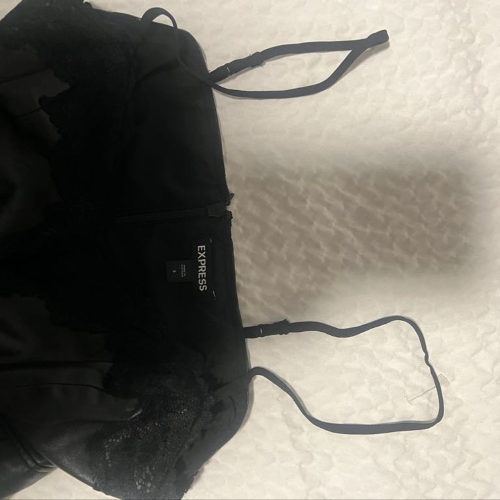 Express Black Asymmetrical Strapless Dress for Night Out